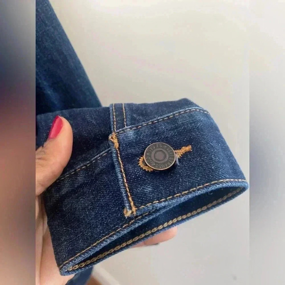 VERY RARE Levi’s Oakland (Vegas) Raiders Dark Denim Jean Jacket Size Large - Picture 10 of 14